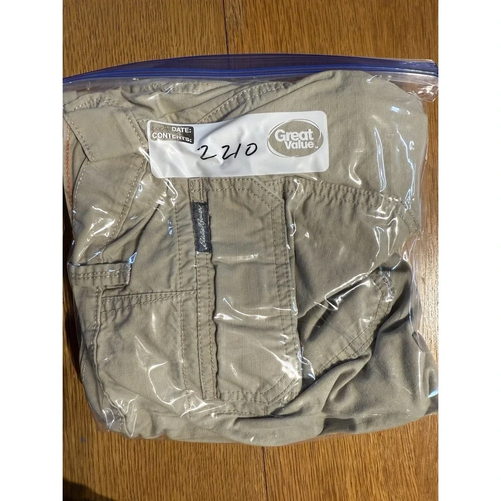Eddie Bauer Cargo Shorts Mens 38(40) Beige Outdoor Hiking Cotton Pockets Ripstop